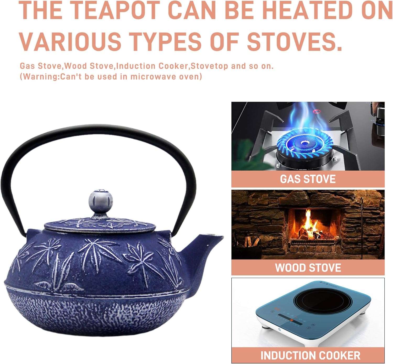 Cast Iron Tea Kettle with Stainless Steel Infuser