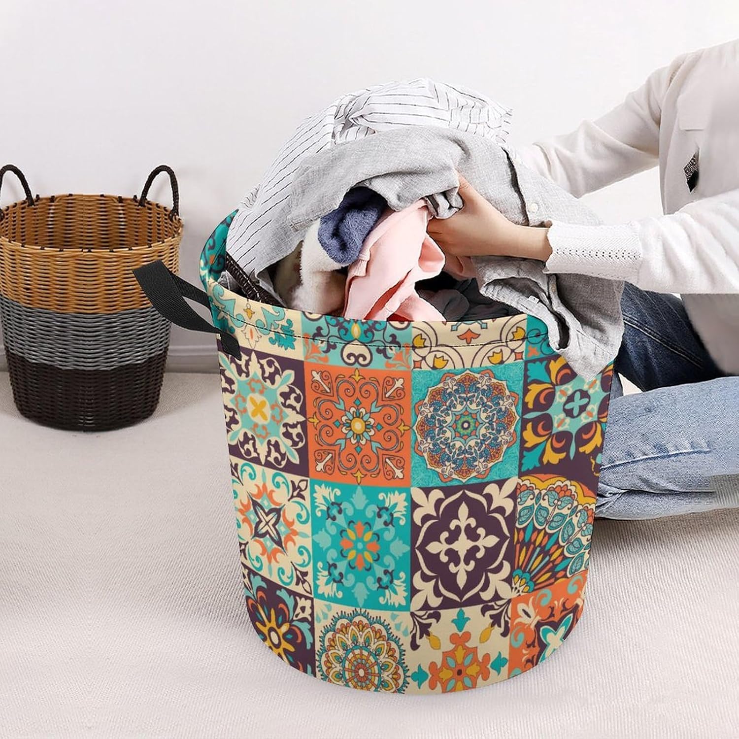 Durable Boho-Style Laundry Hamper