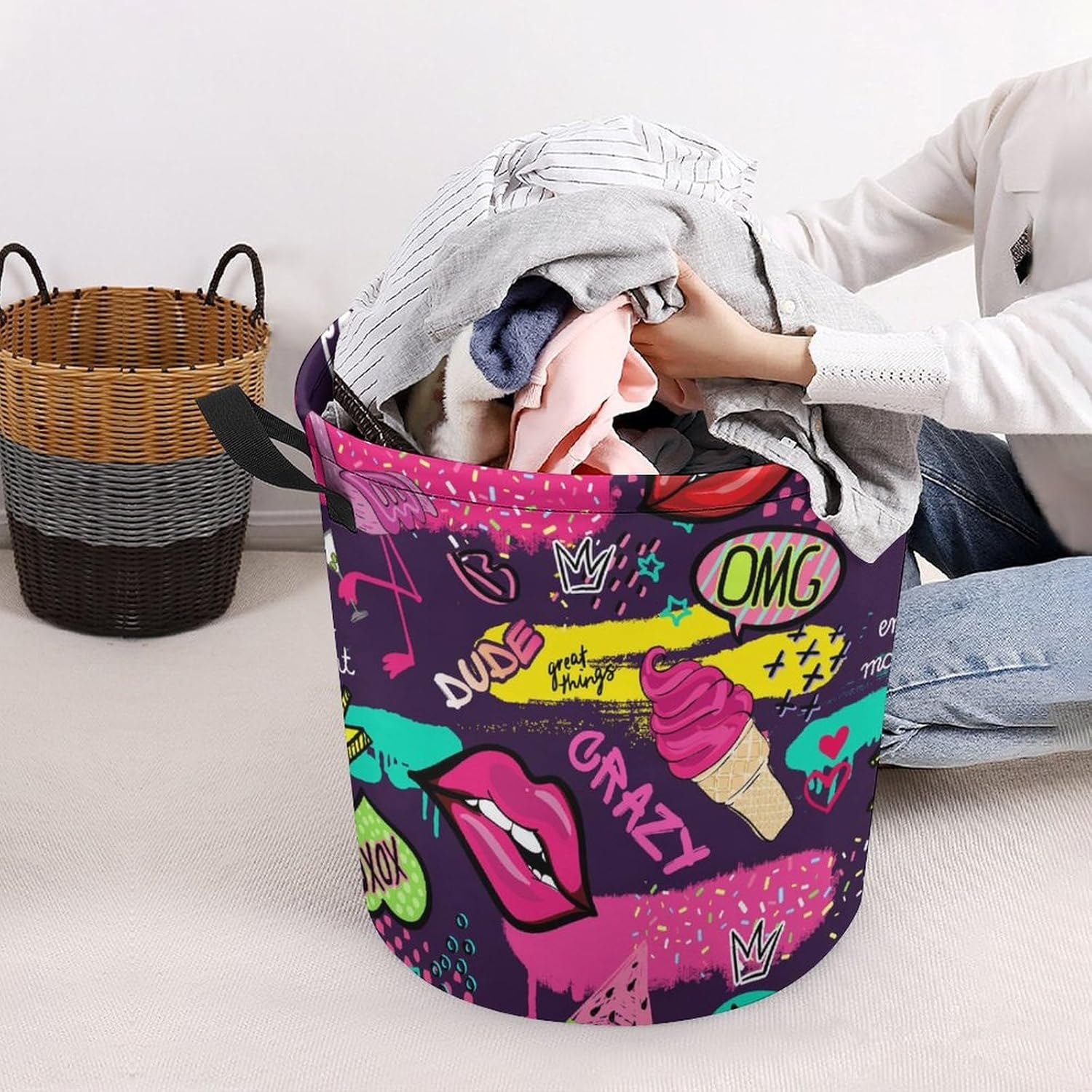 Collapsible Ice Cream Laundry Hamper