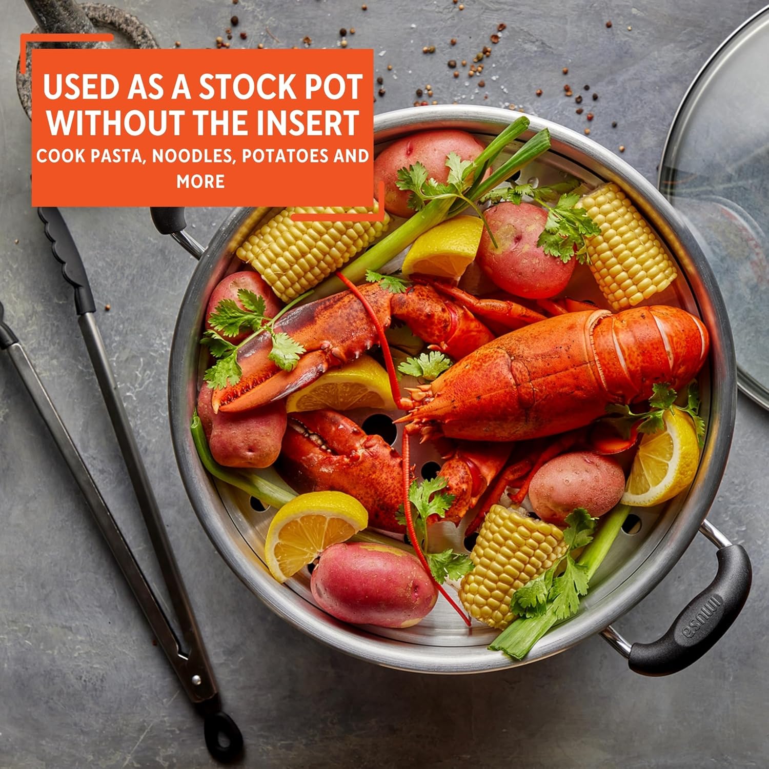 16-Quart Aluminum Steamer with Glass Lid Perfect for Food Preparation
