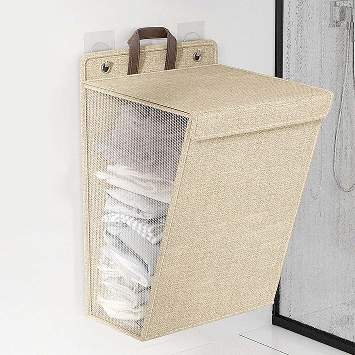 Wall Mounted Foldable Laundry Basket with Handles for Bedroom