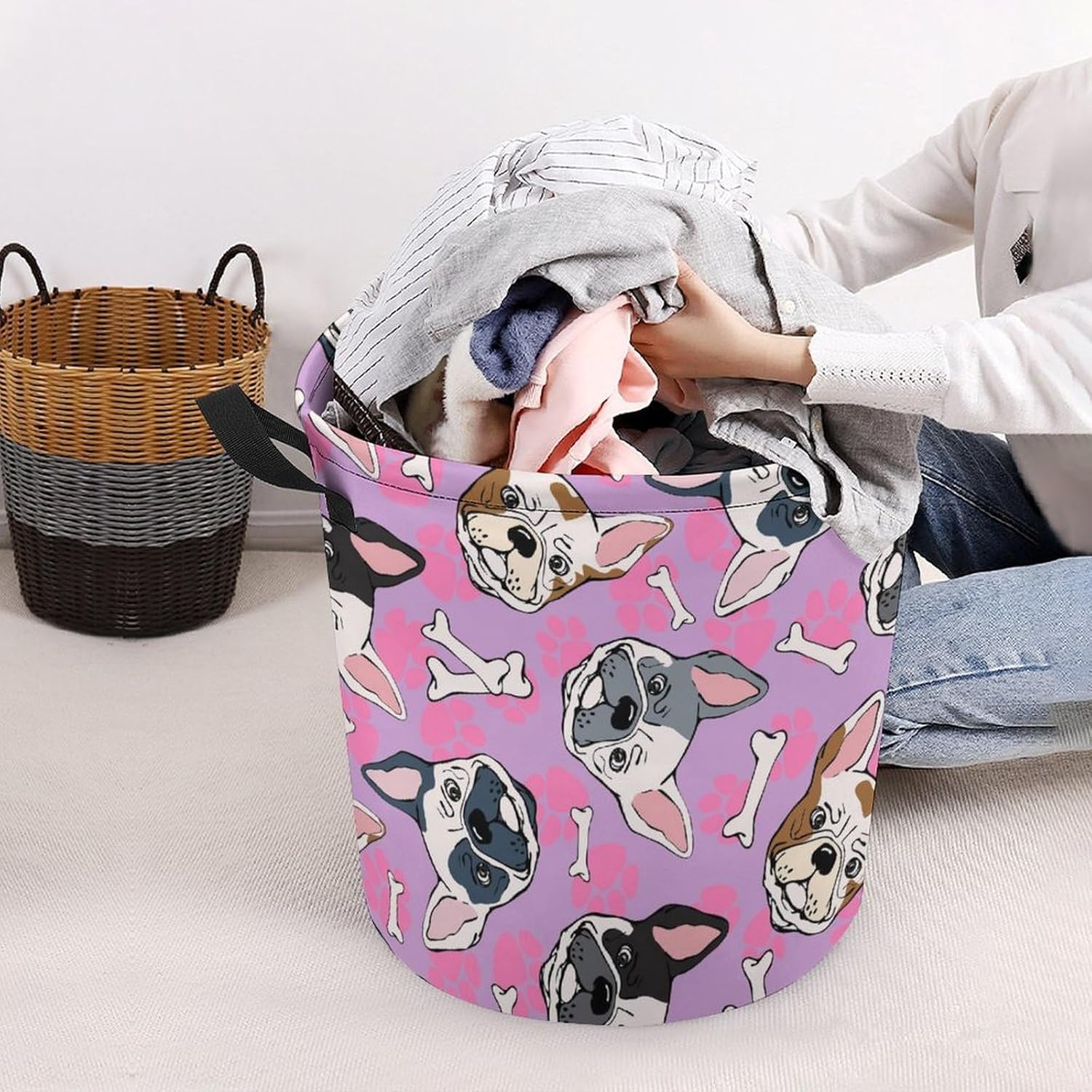 French Bulldog Waterproof Storage Basket with 173 x 138 Capacity