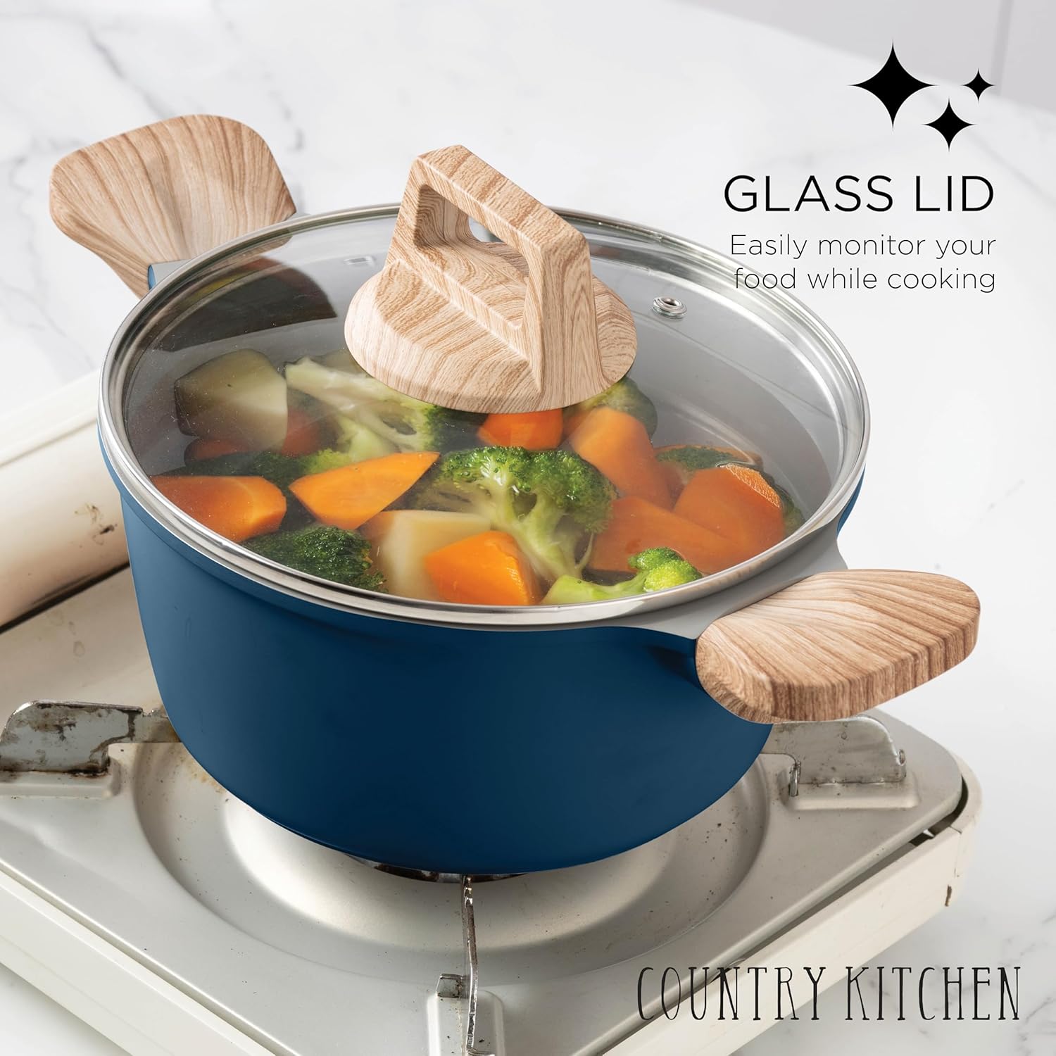 Country Kitchen Nonstick Pots and Pans Set 14-Piece