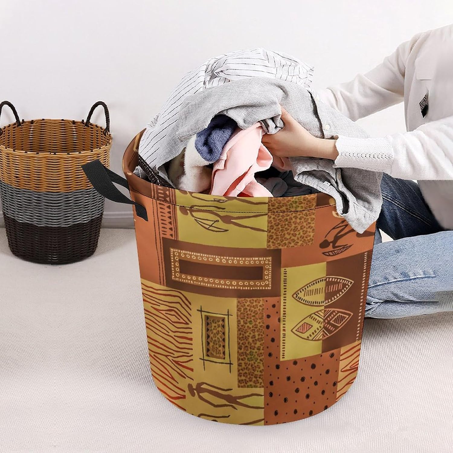 Geometric Pattern Collapsible Laundry Hamper