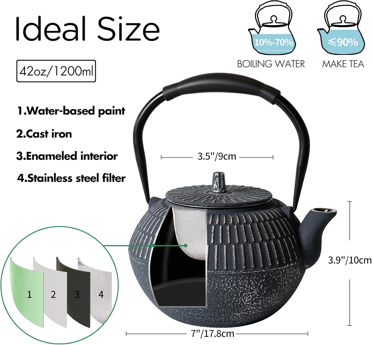 Safe Cast Iron Teapot