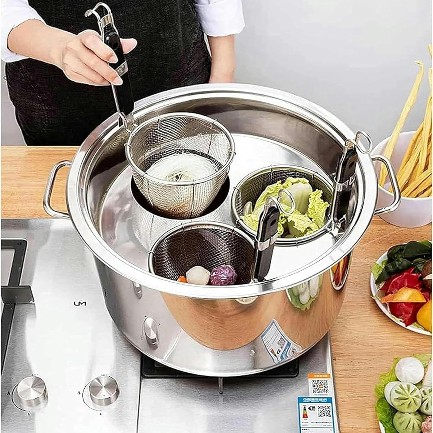 Stainless Steel Pasta Cooker Set - 345 Holes - Easy Drain Durable and mess-free