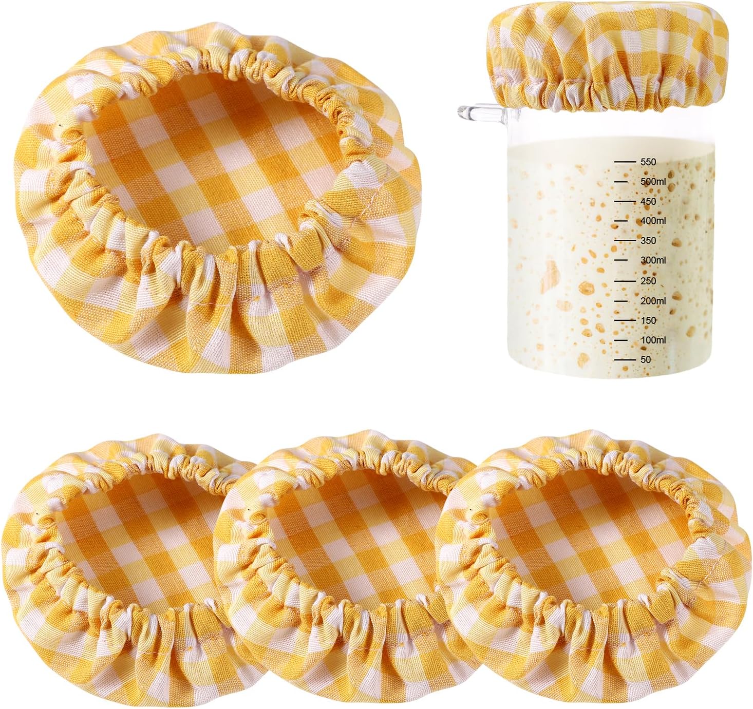 Premium 4-Piece Reusable Cloth Covers for Sourdough Starters Fermenters