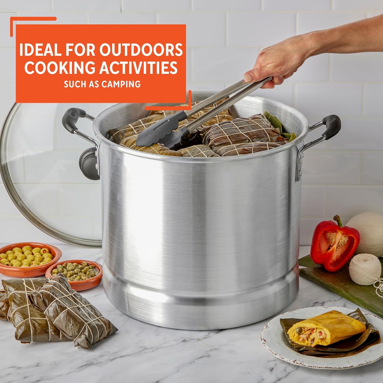 16-Quart Aluminum Steamer with Glass Lid Perfect for Food Preparation