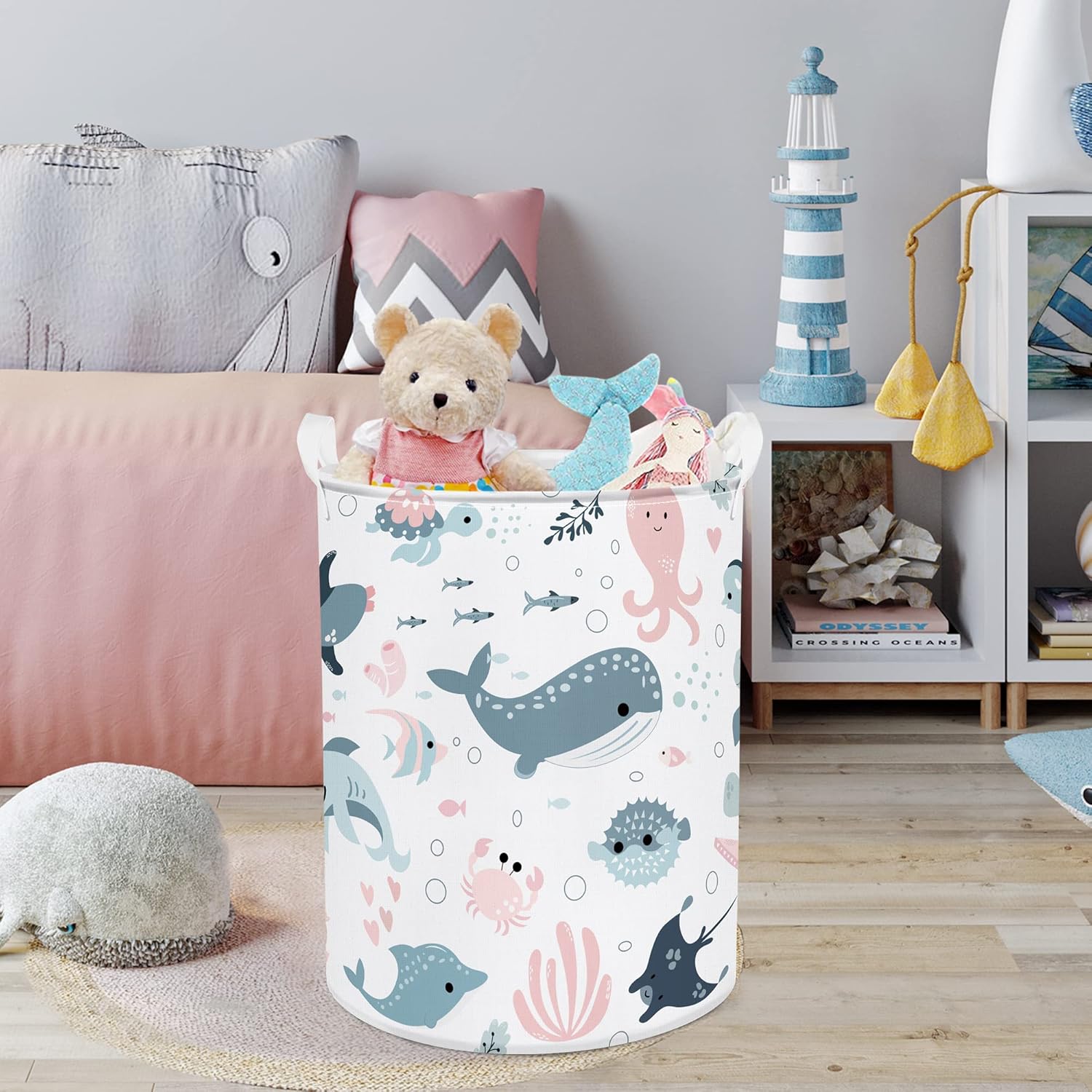 Clastyle Marine Animal Laundry Basket with Lid Perfect for Kids