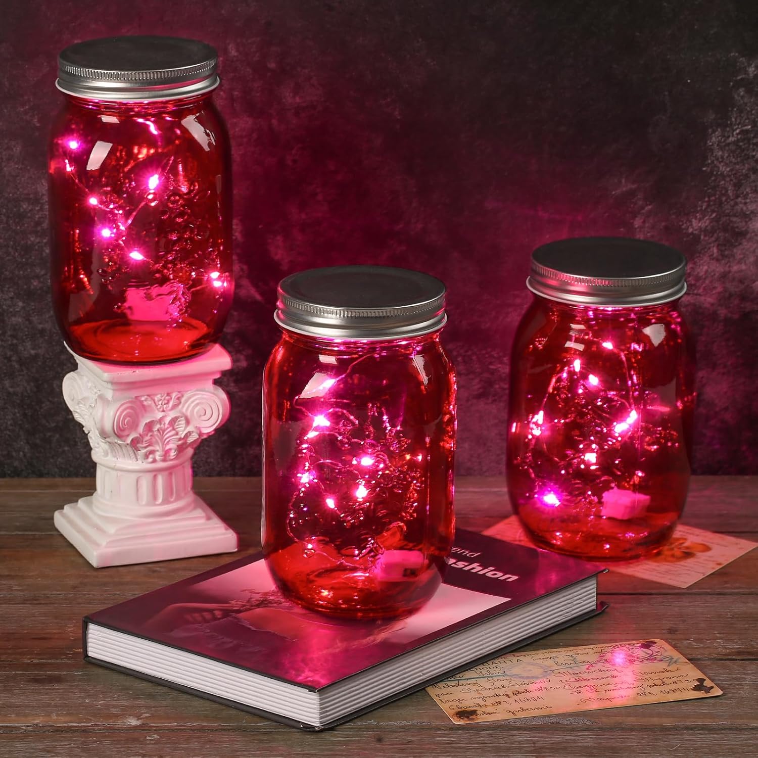 Amzcku 32oz Red Mason Jars with Lids 6 Pack