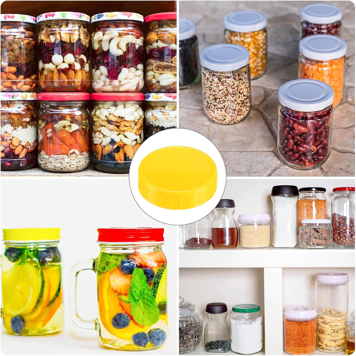 Uxcell 70mm Plastic Mason Jar Lids 9 Piece Set with Sealing Rings