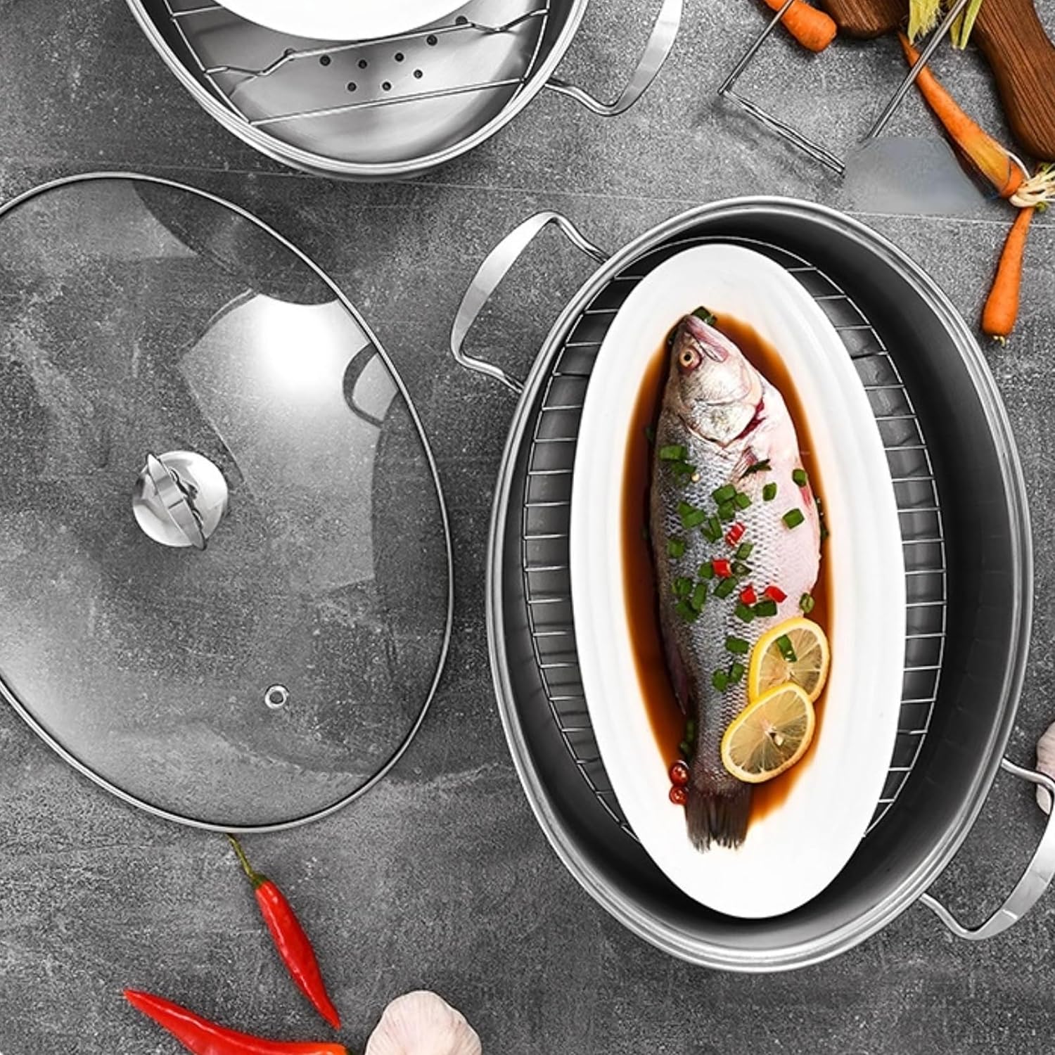 Stainless Steel Fish Steamer for Home Use