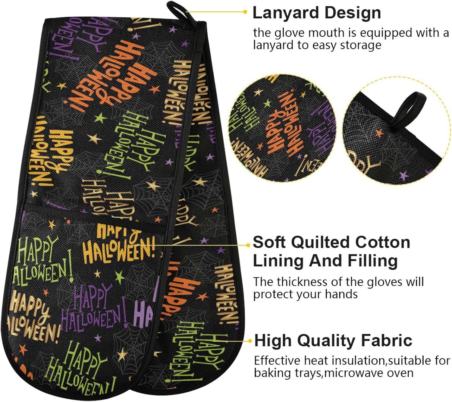 ZZXXB Happy Halloween Cobweb Double Oven Mitt Heat Resistant