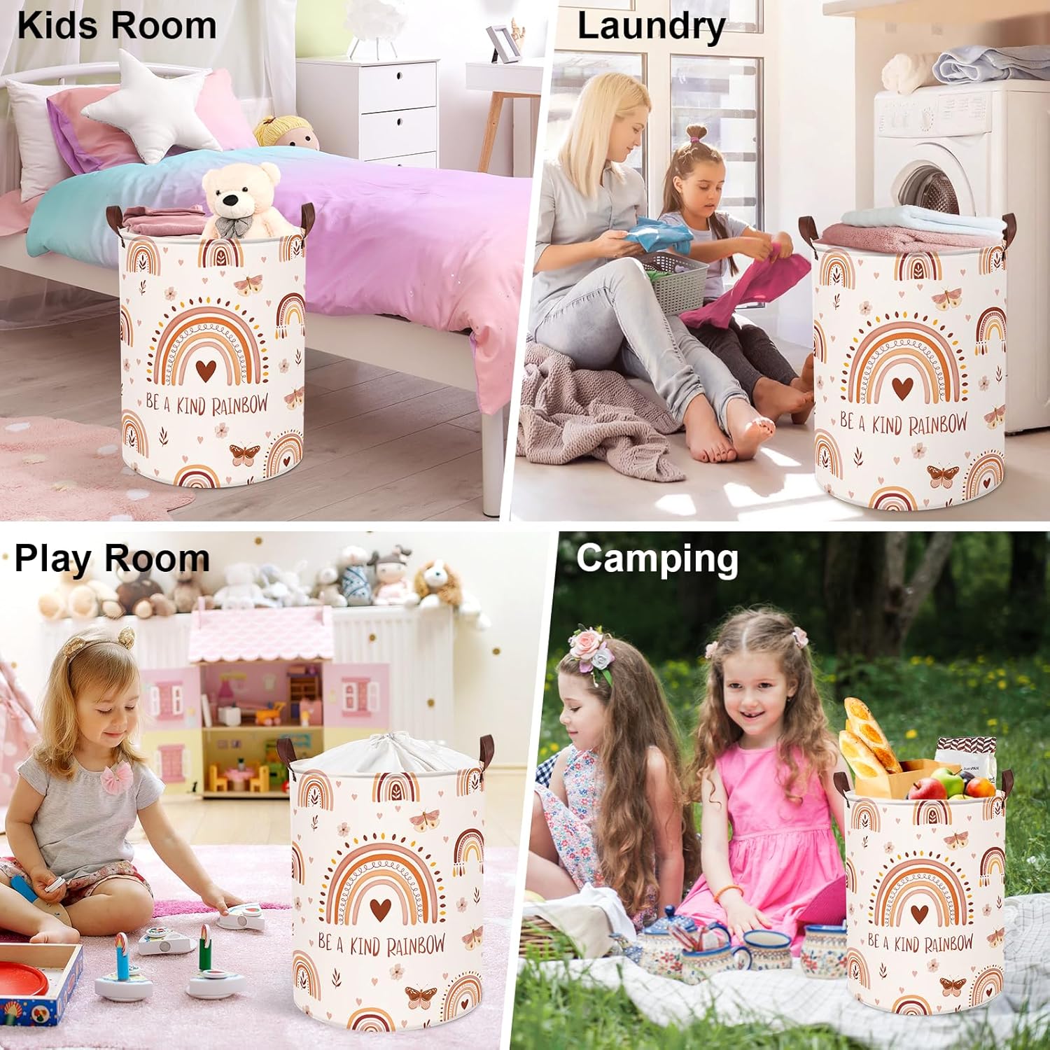 Clastyle Boho Pink Rainbow Laundry Hamper
