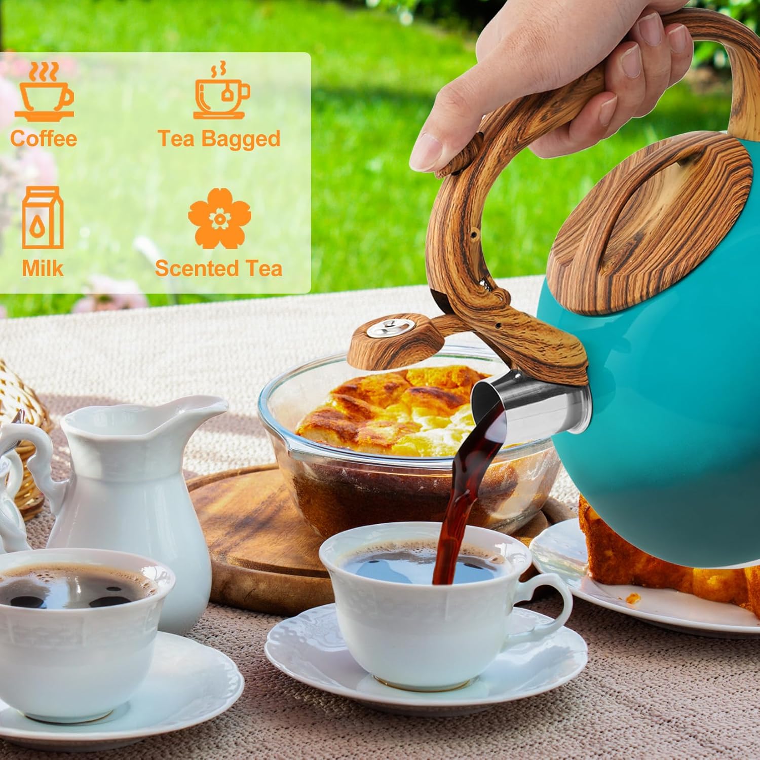 JEASOM Stainless Steel Tea Kettle Ergonomic Design Boiling Water