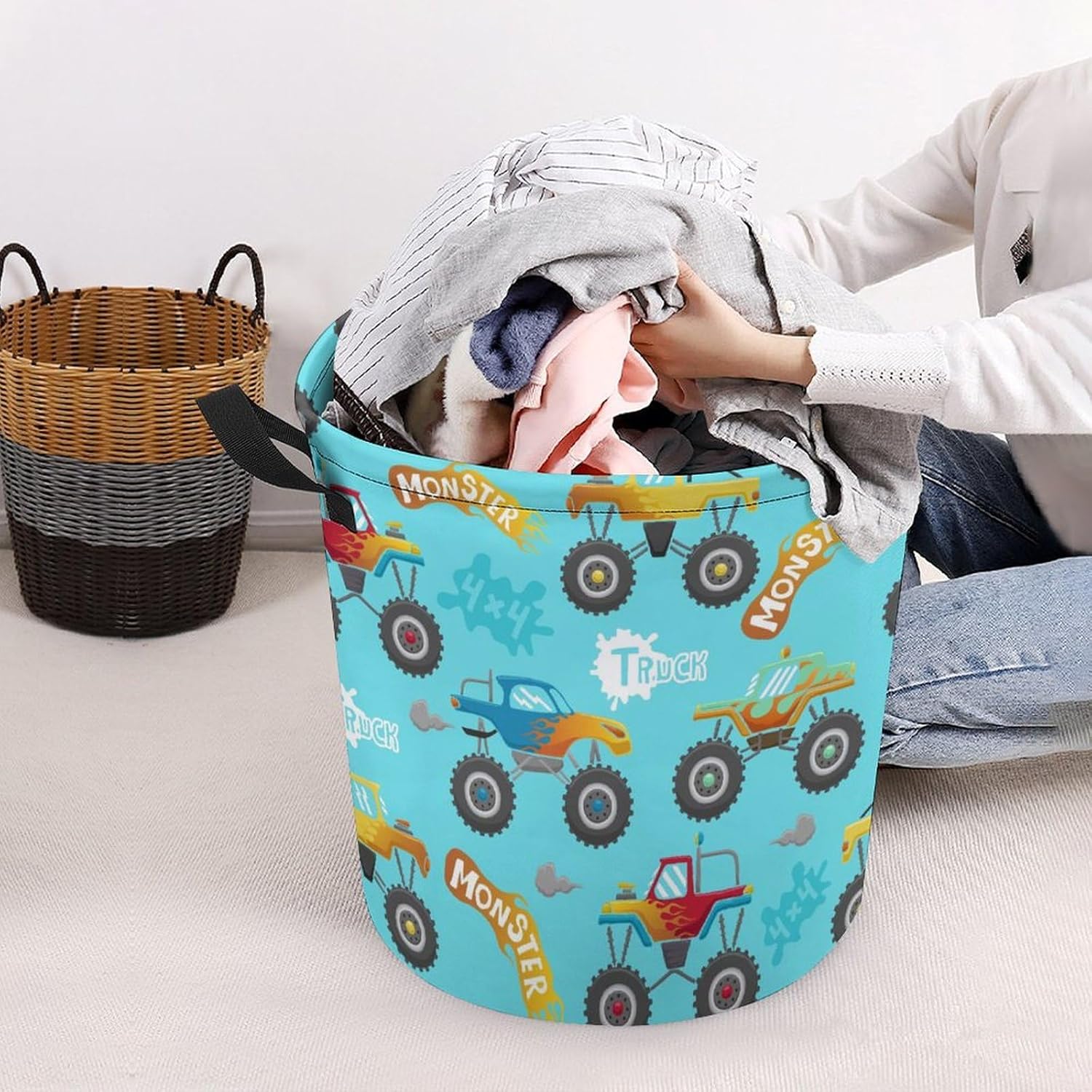 MEIKKOMonster Truck Cartoon Laundry Basket