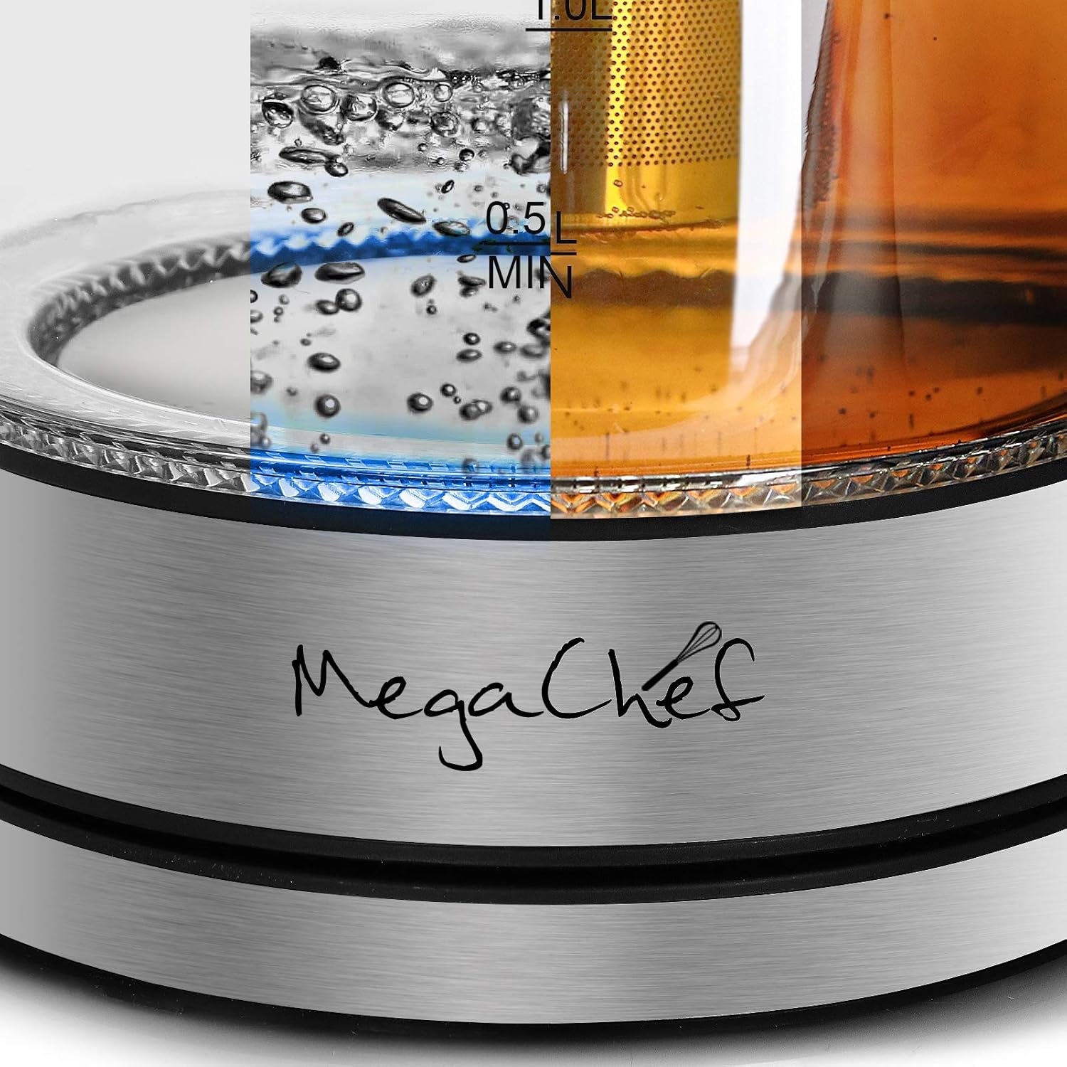Megachef 18L Glass Electric Tea Kettle with Infuser