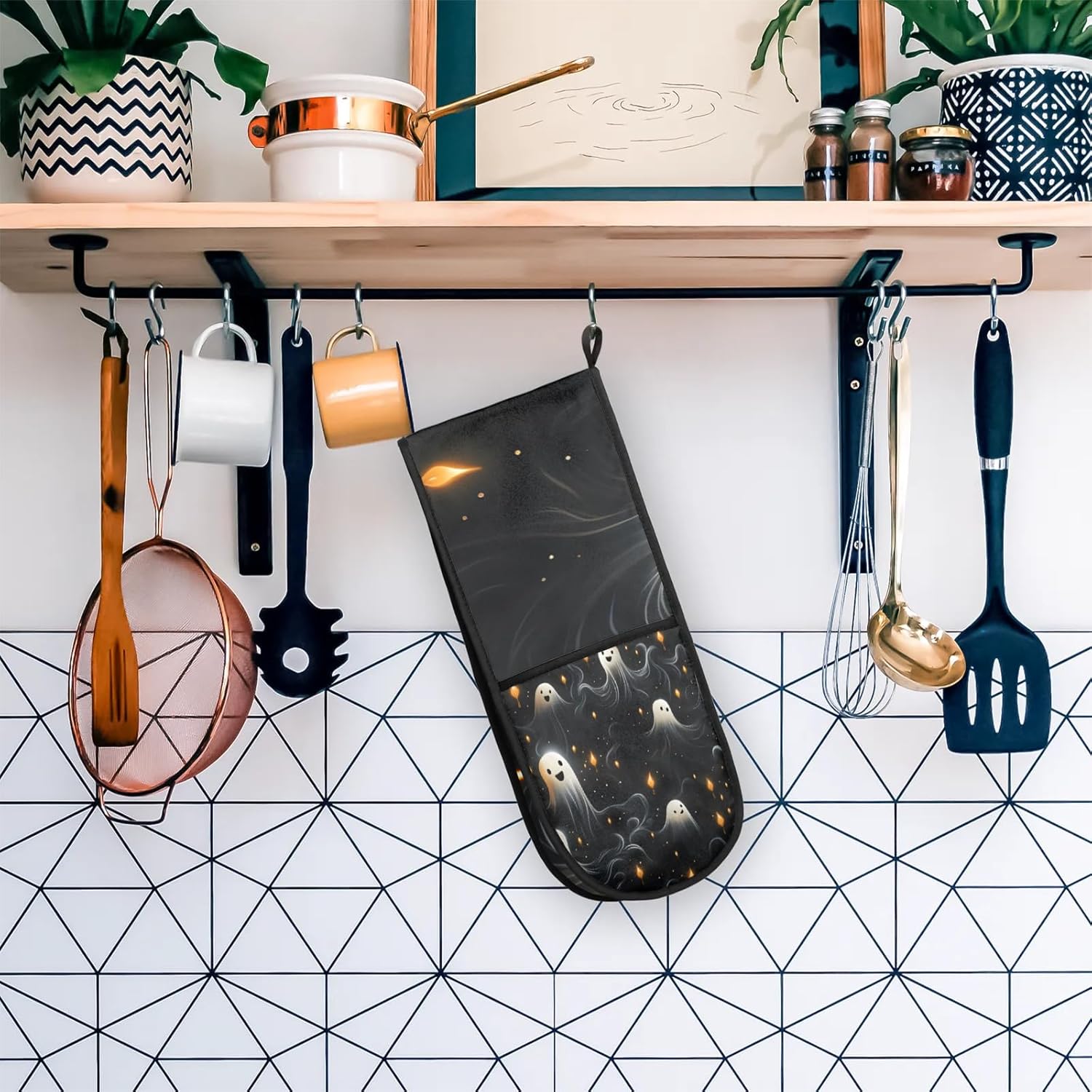 Halloween Spooky Double Oven Mitt Heat-Resistant for Baking and Cooking