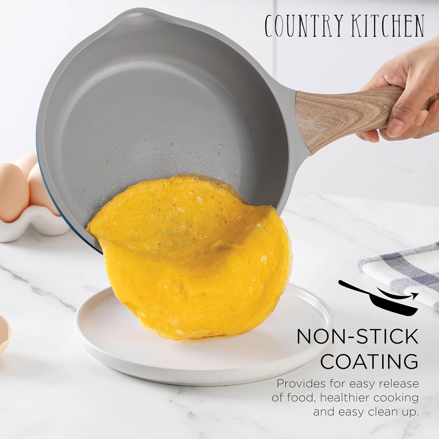 Country Kitchen Nonstick Pots and Pans Set 14-Piece