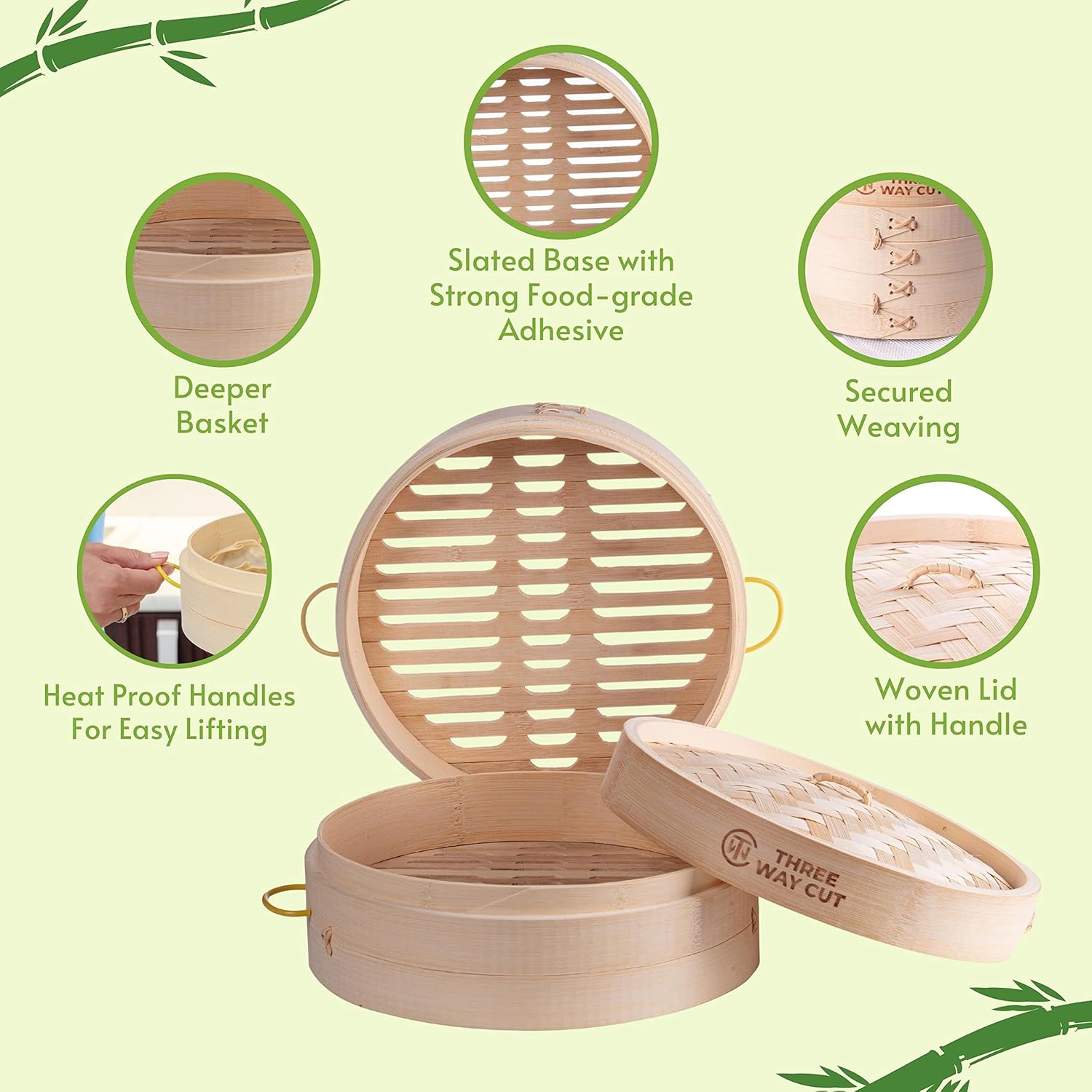 10inch 2 tier bamboo steamer