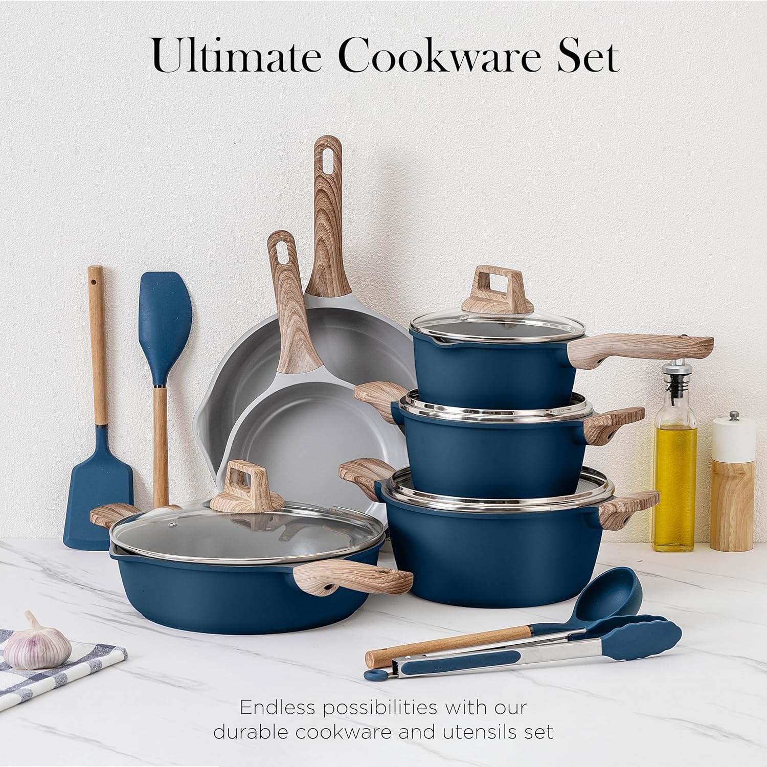 Country Kitchen Nonstick Pots and Pans Set 14-Piece
