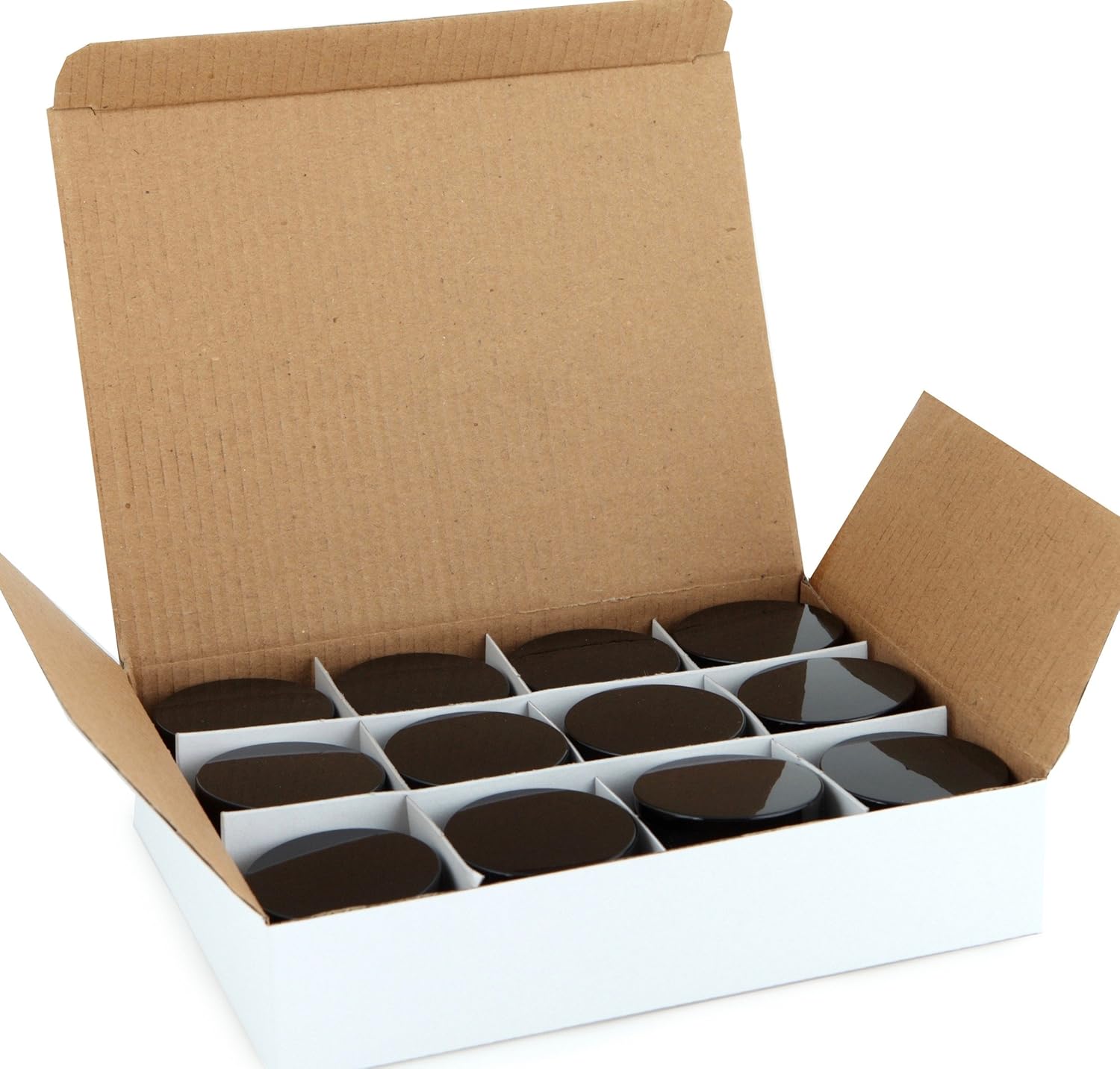 Vivaplex 12 Clear 15 ml Glass Jars with Inner Liners and Black Lids