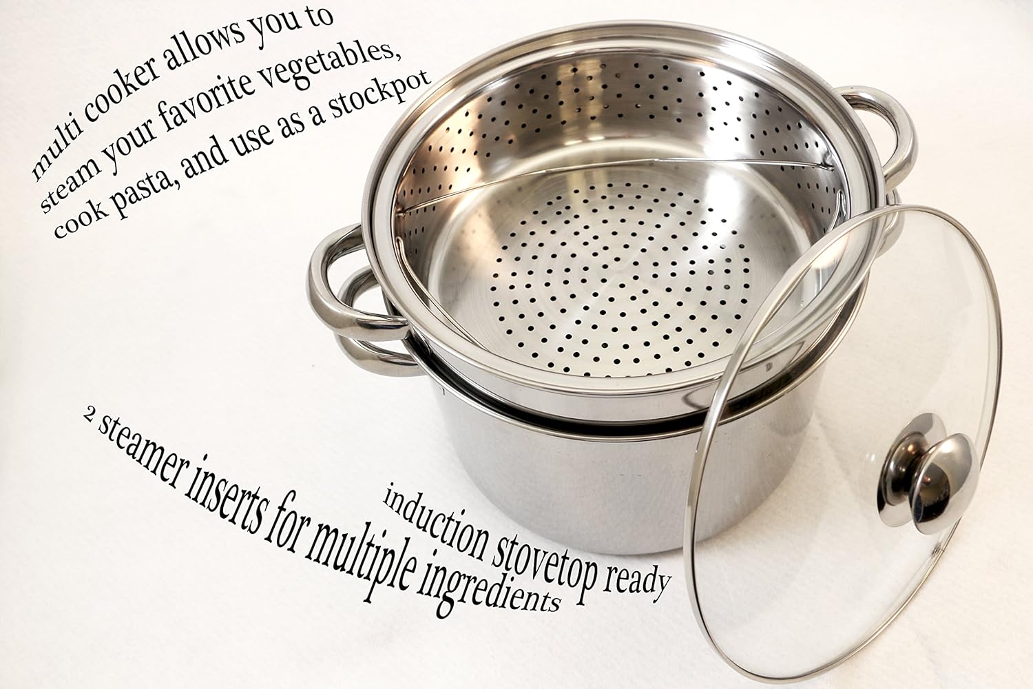 EXCELSTEEL 8 QT 4 Piece Stainless Steel Multi-Cooker