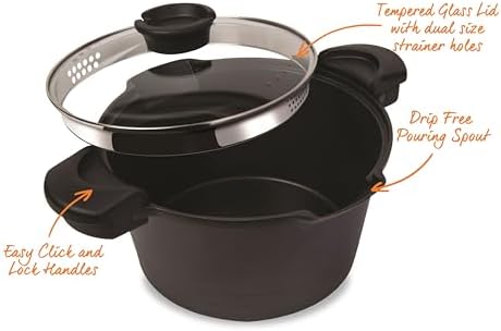 5 QT Non-Stick Stock N Pasta Pot with Easy Pour Strainer 9