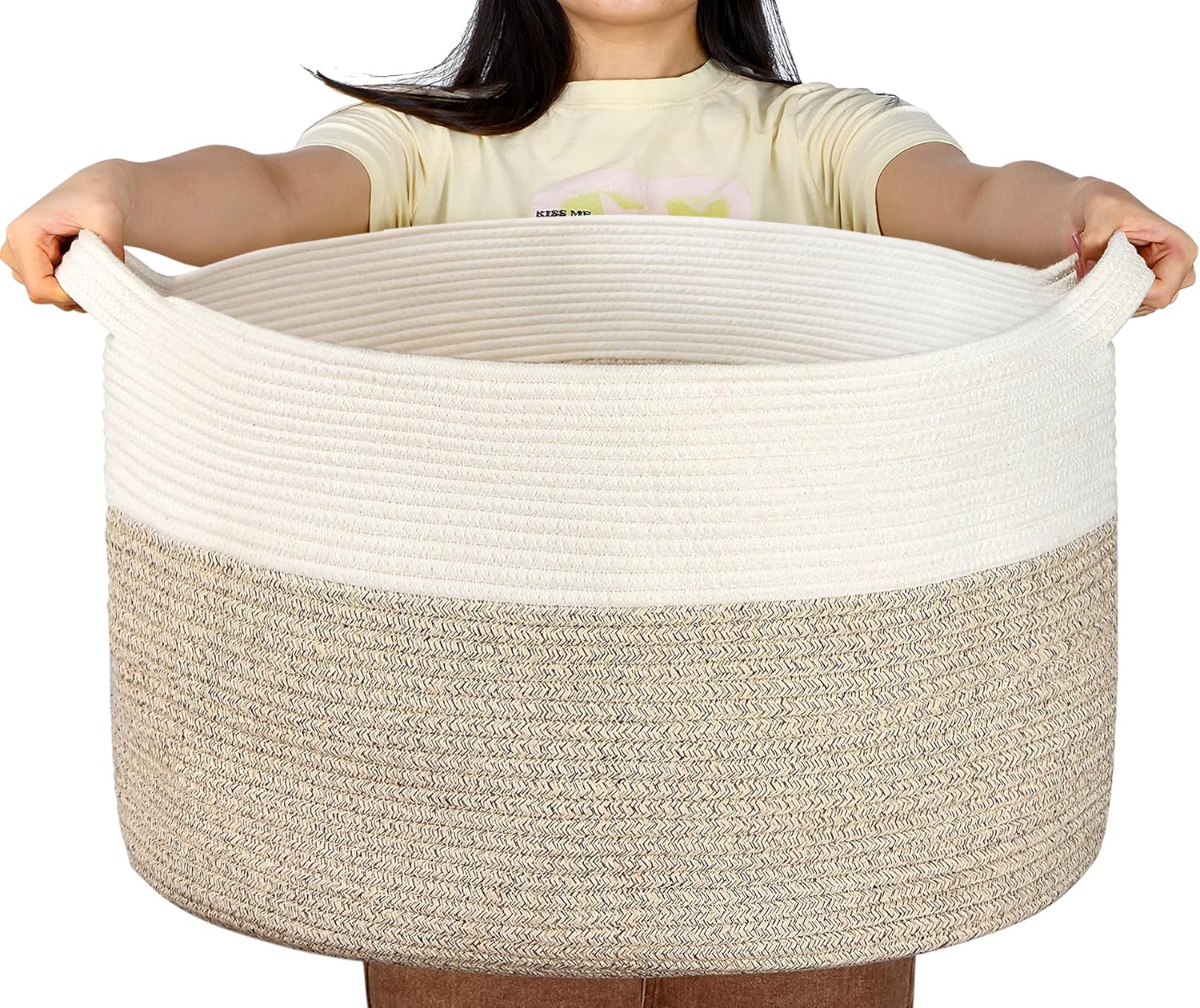 Elegant Large Cotton Rope Basket for Storage Brown